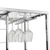 Bar Serving Cart with Glass Holder and Wine Rack, 3-Tier Kitchen Trolley with Tempered Glass Shelves and Chrome-Finished Metal Frame, Mobile Wine Cart