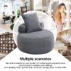 [VIDEO provided] [New] 32"Solid Wood Lounge Chair with Pillow, Easy to Move Modern Chenille Reading Chair, High-Stretch Round Sofa for Bedroom, Living