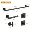 Bathroom Hardware Set;  Matte Black Stainless Steel Bathroom Hardware Set;  Including 16" Hand Towel Bar;  Toilet Paper Holder;  Robe Towel Hooks;  Ro