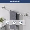 Brushed Nickel Bathroom Hardware Set 4 Pieces; Towel Bar Set Stainless Steel Wall Mounted;  Includes 16In Hand Towel Bar;  Towel Ring;  Robe Towel Hoo