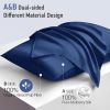 Lacette Silk Pillowcase 2 Pack for Hair and Skin, 100% Mulberry Silk, Double-Sided Silk Pillow Cases with Hidden Zipper (Navy Blue, Queen 20" x 26")