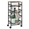 5 Tier Rolling Utility Cart Fruit Storage Basket Kitchen Serving Storage Cart