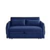 55" Modern Convertible Sofa Bed with 2 Detachable Arm Pockets; Velvet Loveseat Sofa with Pull Out Bed; 2 Pillows and Living Room Adjustable Backrest;