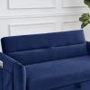 55" Modern Convertible Sofa Bed with 2 Detachable Arm Pockets; Velvet Loveseat Sofa with Pull Out Bed; 2 Pillows and Living Room Adjustable Backrest;