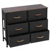 3-Tier Wide Dresser, Storage Unit with 6 Easy Pull Fabric Drawers, Metal Frame, and Wooden Tabletop, for Closet, Nursery, Hallway