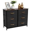 3-Tier Wide Dresser, Storage Unit with 6 Easy Pull Fabric Drawers, Metal Frame, and Wooden Tabletop, for Closet, Nursery, Hallway