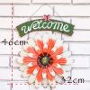 Red African Daisy Iron Wall Art Decor Door Welcome Plaque Sign Garden Villa Metal Door Hanging Ornament