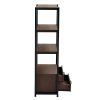 Home Office 4-Tier Bookshelf; Simple Industrial Bookcase Standing Shelf Unit Storage Organizer with 4 Open Storage Shelves and Two Drawers; Brown