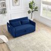 55" Modern Convertible Sofa Bed with 2 Detachable Arm Pockets; Velvet Loveseat Sofa with Pull Out Bed; 2 Pillows and Living Room Adjustable Backrest;