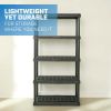 5 Tier 18"x 36"x70.2" Ventilated Plastic Wall Shelf Unit, 750lb Capacity, Black