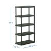 5 Tier 18"x 36"x70.2" Ventilated Plastic Wall Shelf Unit, 750lb Capacity, Black