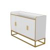 Modern Kitchen Buffet Storage Cabinet Cupboard White Gloss with Metal Legs for living room Kitchen