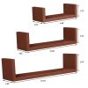 Set of 3 Floating Display Shelves Ledge Bookshelf Wall Mount Storage Home DâˆšÂ©cor Brown RT