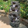 Outdoor Fountain 40.5inches High Rocks Outdoor Water Fountain with LED Lights