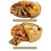 Bamboo Cheese Board with Cheese Knife Set 37 Cm Cheese Plate Rotating Serving Plate for Cheese and Appetite Gifts Cheese Tool