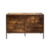 Industrial Style 6 Drawer Double Dresser; Rustic Brown Wood Storage Dresser Clothes Organizer with Sturdy Steel Frame;  Chest with 6 Drawer;  Storage