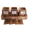 WILLART Handcrafted Wooden Antique Look Tea Coffee Sugar 3 Large Container Set in Wooden Tray â€šÃ„Ã¬ Container Canister