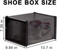 Storage Shoe Box;  Foldable Clear Sneaker Display Box;  Stackable Storage Bins Shoe Container Organizer;  8 Pack - Black