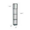 Floor Lamp Etagere Organizer Storage Shelf with Linen Shade, Black