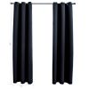 Blackout Curtains with Rings 2 pcs Black 37"x95" Fabric