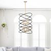 2-Tier-Candle Ceiling Light Transitional Gold/Matte Black Metal Chandelier Fixture