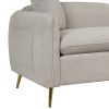 77.5" Velvet Upholstered Sofa with Armrest Pockets; 3-Seat Couch with 2 Pillows and Golden Metal Legs for Living Room; Apartment; Home Office; Gray