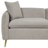 77.5" Velvet Upholstered Sofa with Armrest Pockets; 3-Seat Couch with 2 Pillows and Golden Metal Legs for Living Room; Apartment; Home Office; Gray