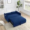 55" Modern Convertible Sofa Bed with 2 Detachable Arm Pockets; Velvet Loveseat Sofa with Pull Out Bed; 2 Pillows and Living Room Adjustable Backrest;