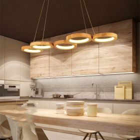 Simplicity Solid Wood Dining Pendant Circle (Option: Warm light-5heads)