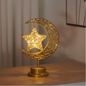 LED Modeling Lamp Creative Personality Iron Moon (Option: Hollow frame rattan star)