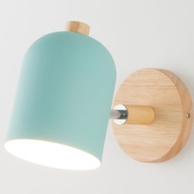 Wood Art Bedside Wall Lamp Modern Simple Living Room Bedroom Study (Option: Blue-White light)