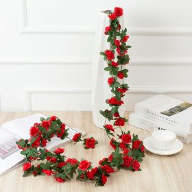 1pc 98.43inch/8.2ft Rose Artificial Flowers; Artificial Flower Christmas Garland; Fake Rose Vine For Wedding Home Room Decoration Spring Autumn Garden (Color: Red, Quantity: 1pc)