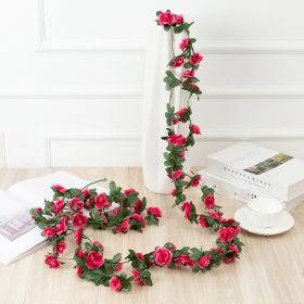 1pc 98.43inch/8.2ft Rose Artificial Flowers; Artificial Flower Christmas Garland; Fake Rose Vine For Wedding Home Room Decoration Spring Autumn Garden (Color: Rose Red, Quantity: 1pc)