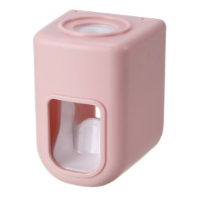 1pc Electric Toothbrush Holder Couple Toothbrush Holder Lazy Person Automatic Toothpaste Squeezing Device Wall Mounted Non Perforated Toothpaste Tooth (Color: Pink, Items: Toothpaste Holder)