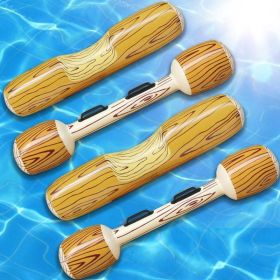 4 Pcs Inflatable Pool Floats, Pool Rafts Row Toys For 2 Players Adults Children Summer Pool Party Floating Toys For Swimming Pool Water Games (Color: 4pcs Wood Grain, size: Mount 55.12*13.78inch/stick 45.28*7.87inch)