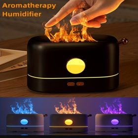 3D Flame Humidifier; Portable Silent Aromatherapy Essential Oil Diffuser With Flame Night Light For Home; Office; Kids Bedroom 250ml Cool Mist Humidif (Color: Black)