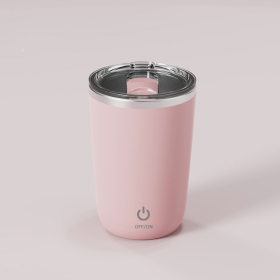 HOMEFISH 350ml Automatic Self Stirring Mug Coffee Milk Juice Mixing Cup Electric Stainless Steel Lazy Rotating Mug Magnetic Stirring Cup Kitchen Gadge (Color: Pink)