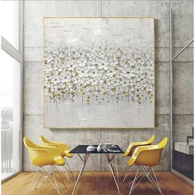 Hand Oil Painting Canvas Wall Art Decoration Palette Knife Painting White Plum for Home Living Room hallway bedroom luxurious decorative painting (size: 90x90cm)