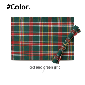 New Year Christmas Series Cloth Plaid Table Flag Insulation Pad (Color: Red Green Plaid, size: 30x45 cm)