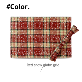 New Year Christmas Series Cloth Plaid Table Flag Insulation Pad (Color: Red Snow Plaid, size: 30x45 cm)