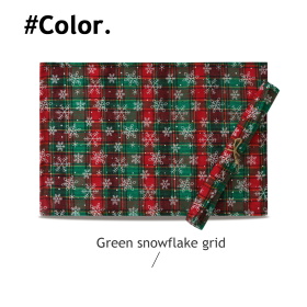 New Year Christmas Series Cloth Plaid Table Flag Insulation Pad (Color: Green Snow Plaid, size: 30x45 cm)