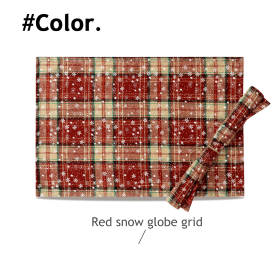 New Year Christmas Series Cloth Plaid Table Flag Insulation Pad (Color: Red Snow Plaid, size: 40x200 cm)