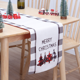 Holiday Party Christmas Table Flag Double Printing Snowman Table Mat (Color: Color B, size: 180x33cm)