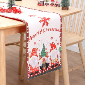 Holiday Party Christmas Table Flag Double Printing Snowman Table Mat (Color: Color A, size: 180x33cm)