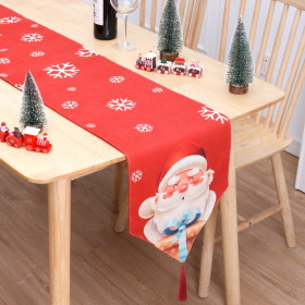 Holiday Party Christmas Table Flag Double Printing Snowman Table Mat (Color: Color E, size: 180x33cm)