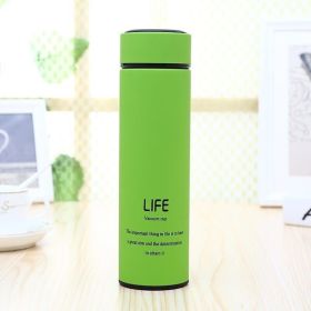 Thermo Cup Double Wall Stainless Steel Vacuum Flasks 500ml Thermo Cup Coffee Tea Milk Travel Mug Thermol Bottle (Color: Green, size: M)