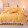 Princess Style Girl Brushed Multicolor 4-piece Set Quilt Cover Sheet Pillowcase Spring Autumn Winter Solid Fleece Thick Bedskirt