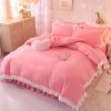 Princess Style Girl Brushed Multicolor 4-piece Set Quilt Cover Sheet Pillowcase Spring Autumn Winter Solid Fleece Thick Bedskirt