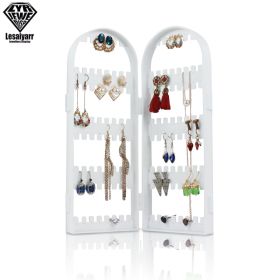 2/3/4 Fans Panels Screen Folding Clear Earrings Studs Display Rack Necklace Jewelry Shelf Stand Holder Organizer Storage Box (Color: 2W-120 Holder)