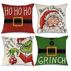 18x18 In Of For Christmas Decorations Green Buffalo Plaid Grinch Christmas Pillow Covers (Type: 4)